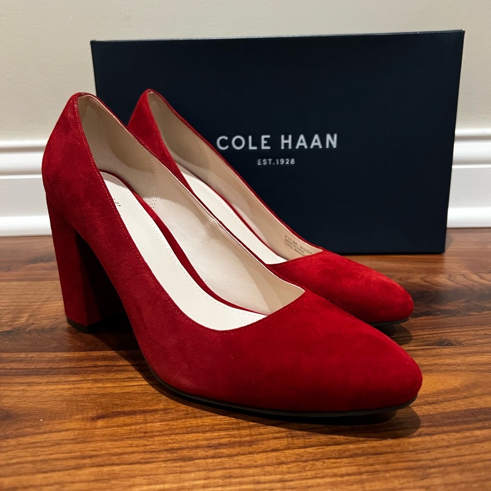 Cole Haan Justine Pump Suede 3.5” Size 9 Sundried Tomato NEW